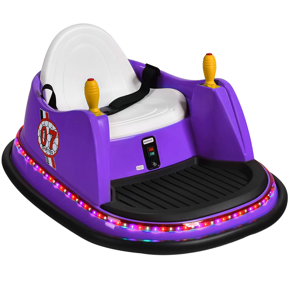 Costway Kids Purple Ride On Bumper Car with Colourful Flashing Lights and Music 6V Image 1