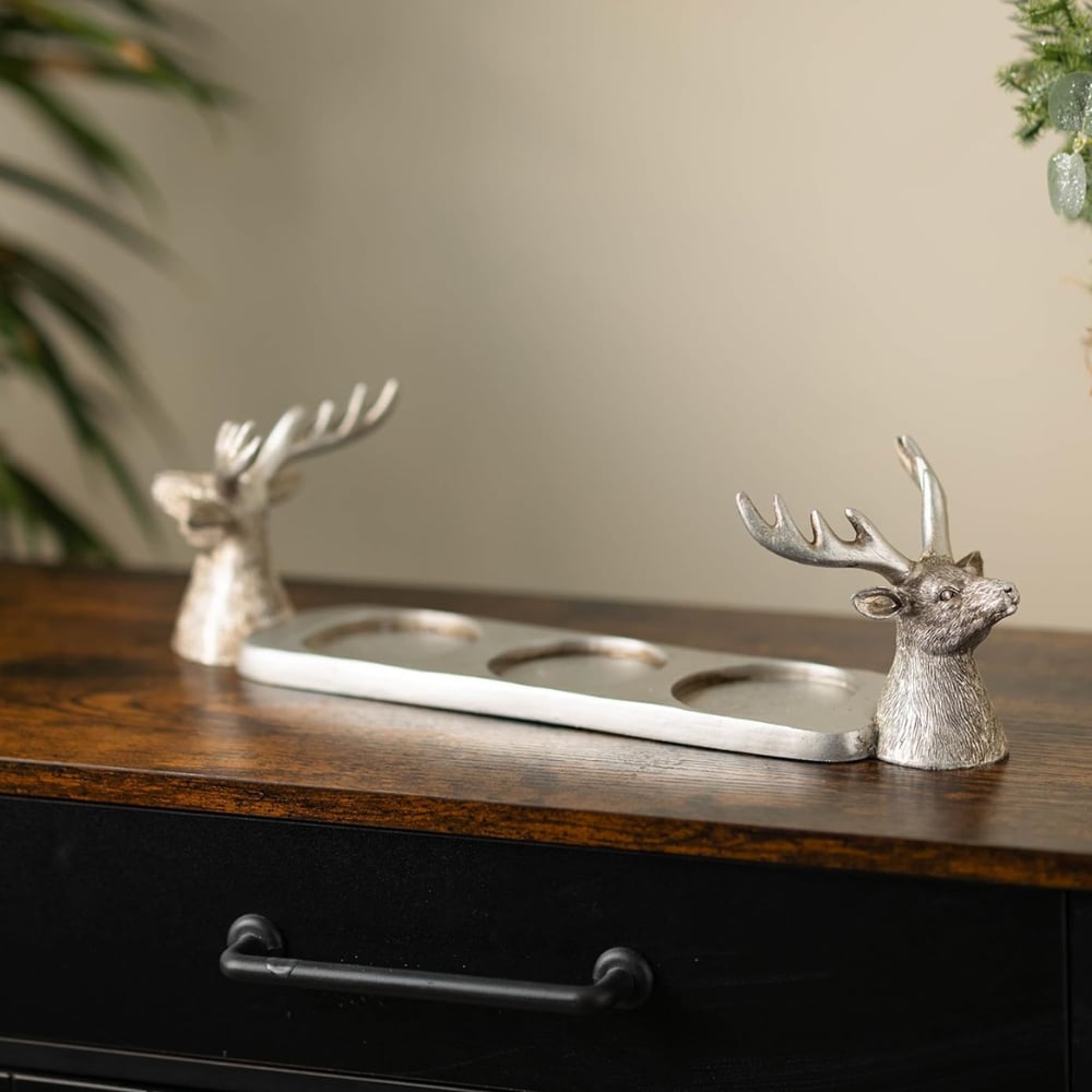 Marco Paul Silver Stag Pillar Candle Holder Image 2