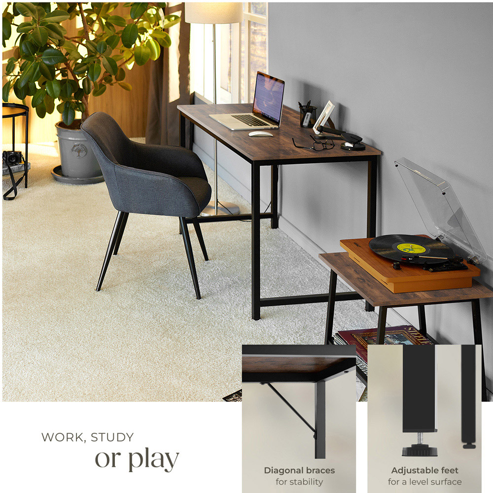 tectake Jenkins Dark Wood Office Desk 140 x 60 x 75.5cm Image 4