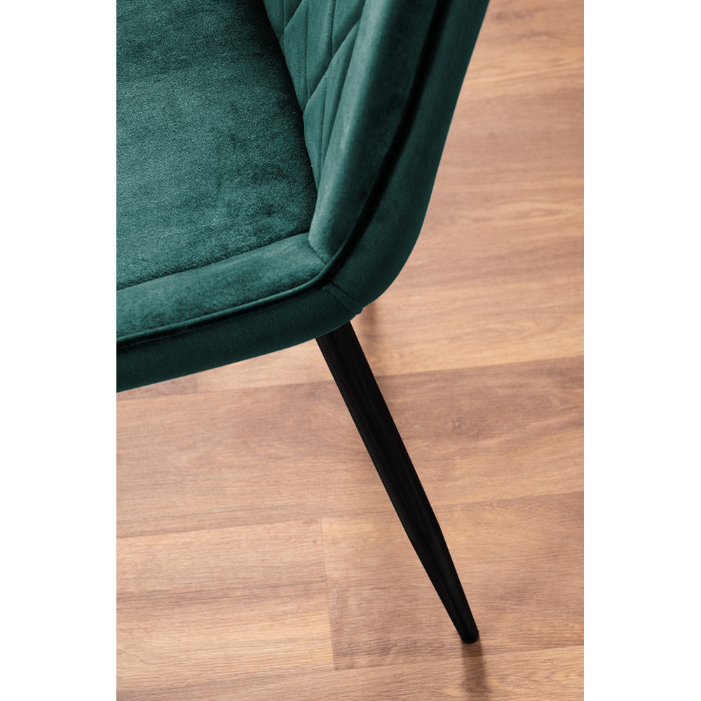 Furniturebox Cesano Set of 2 Green and Black Velvet Dining Chair Image 8