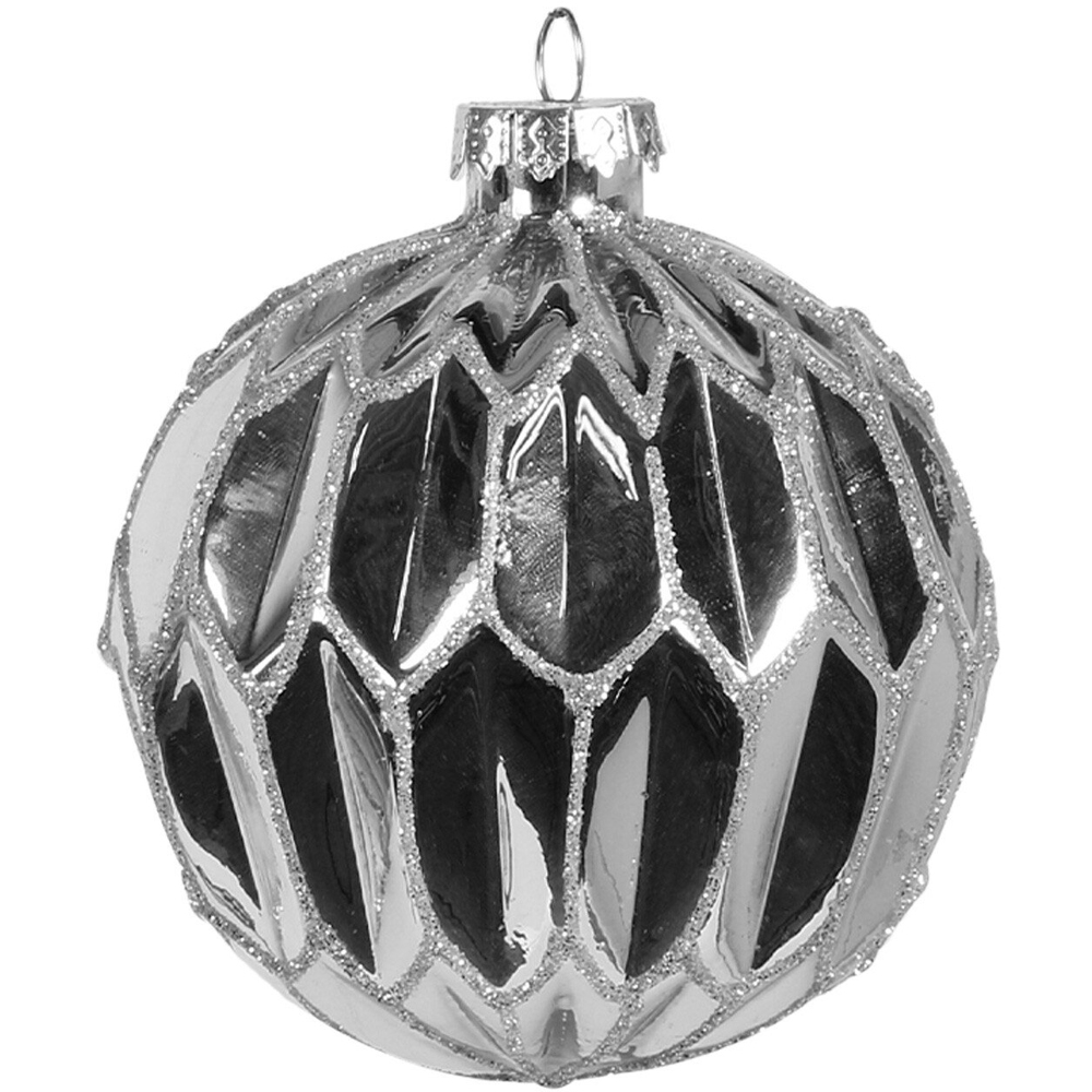 Single Frosted Fairytale Silver Ridged Bauble in Assorted styles Image 3