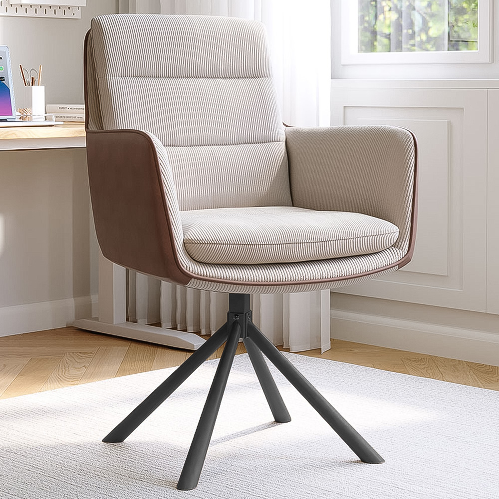 Living and Home Beige Modern Office Chair Accent Chair Image 1