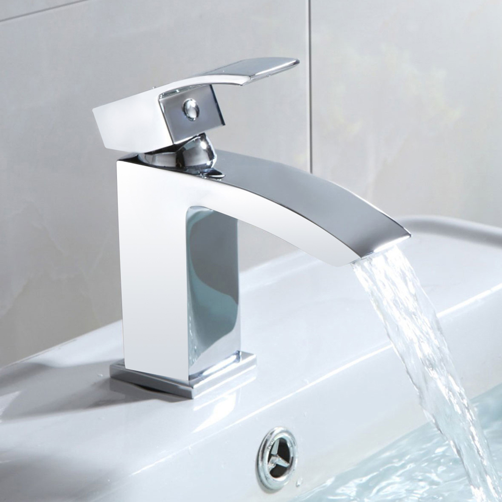 Nes Home Nexa Waterfall Chrome Bath Filler and Basin Mixer Tap Image 3