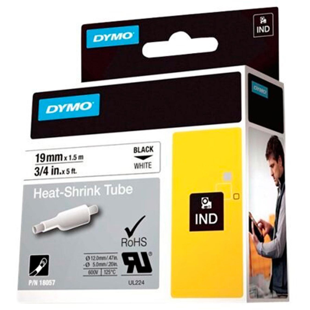 DYMO RhinoPRO Industrial Heat Shrink Black on White Label Tube 19mm x 1.5m Image 4