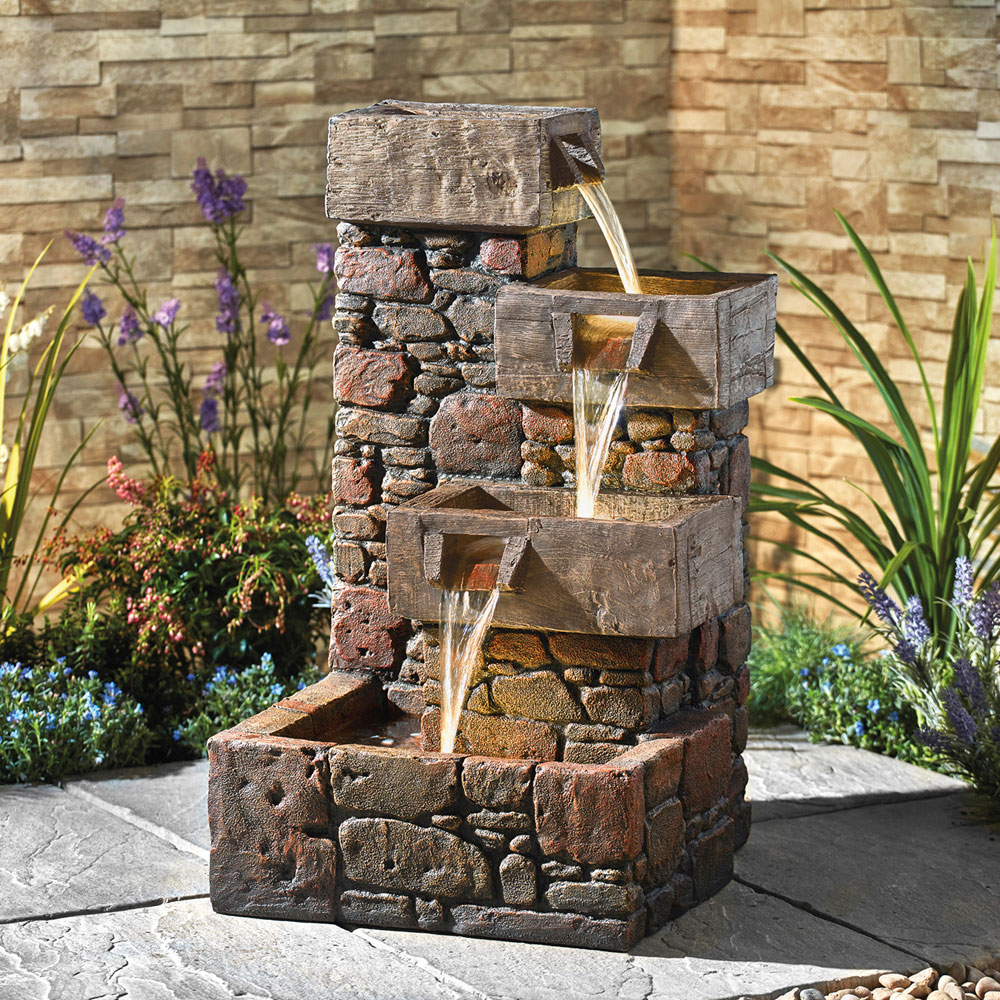 Garden Gear Serenity Cubic Cascading Pebble Wall Water Feature Image 2