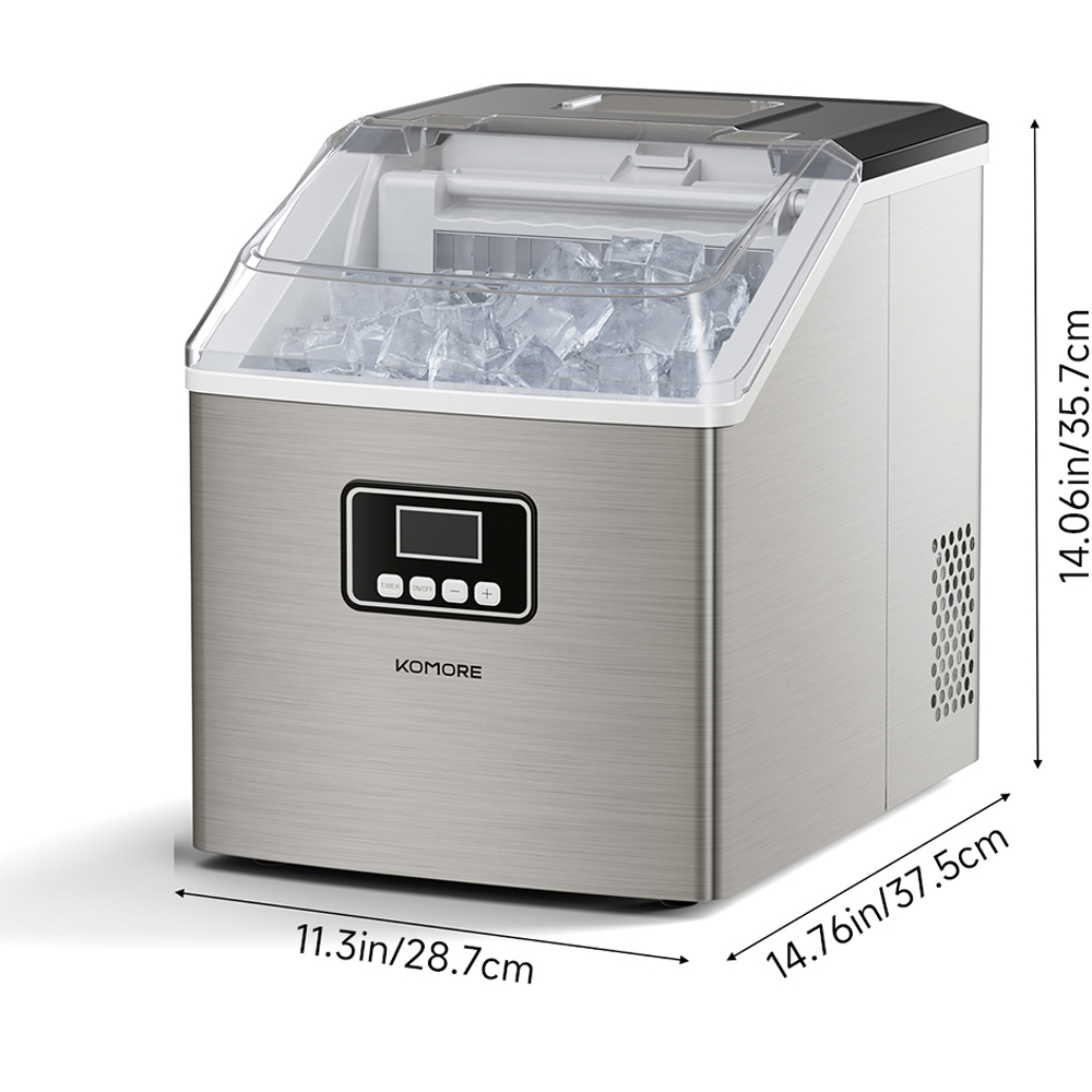 Komore 862695 Silver Stainless Steel Countertop Ice Maker Machine 180W Image 6