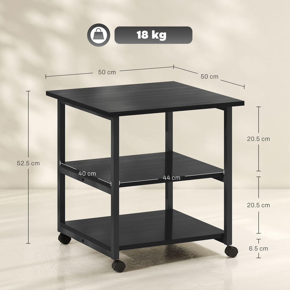 HOMCOM Black Mobile Printer Stand with Printer Storage Image 9
