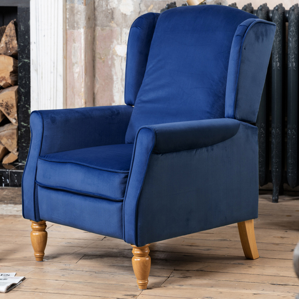 Artemis Home Barksdale Dark Blue Recliner Armchair Image 1