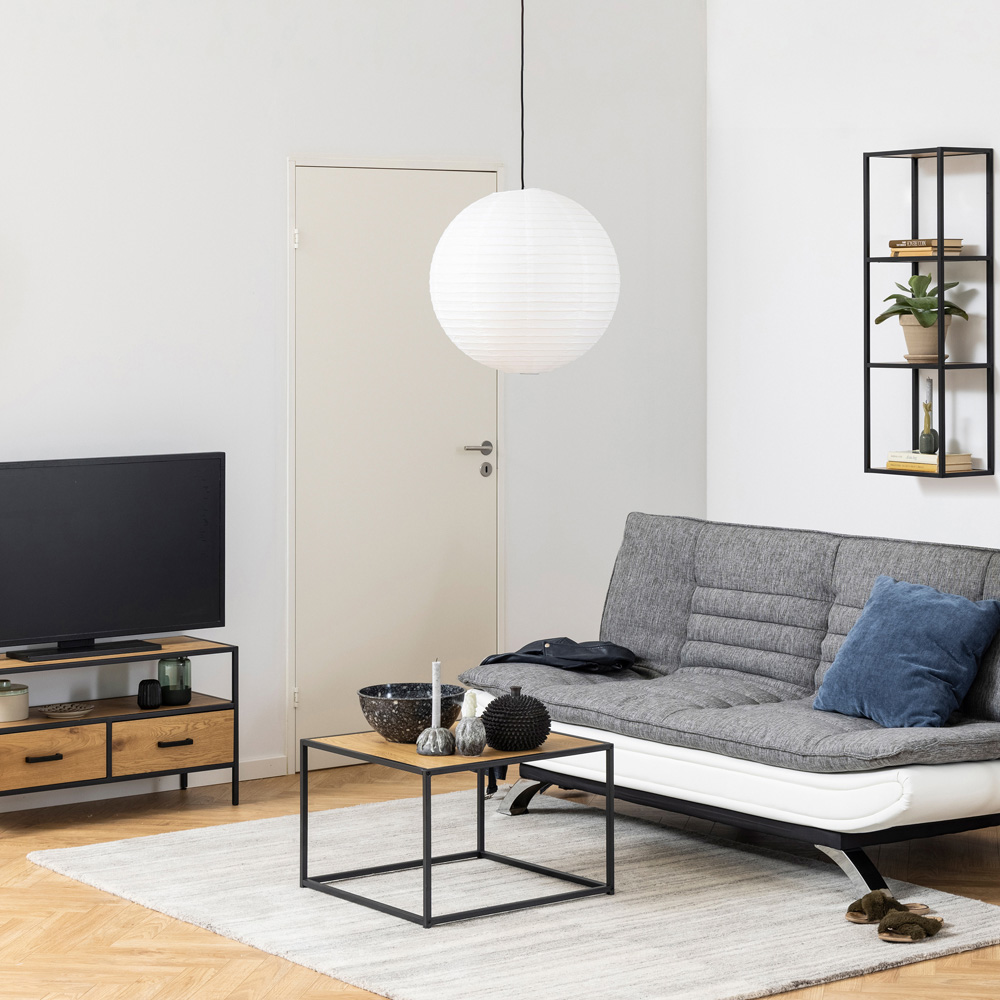 Florence Seaford Oak Top Black Metal Coffee Table Image 9