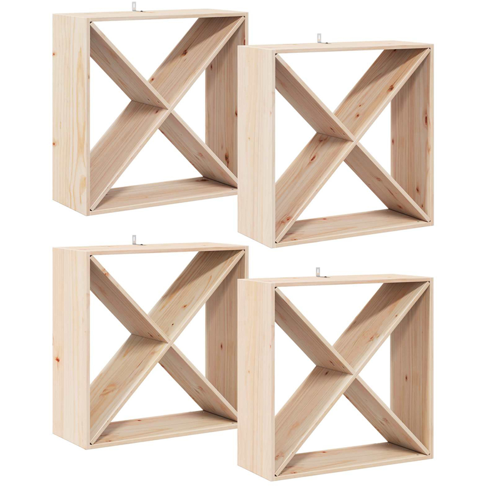 vidaXL 4 Shelf Brown Freestanding Wine Rack Set of 4 Image 4