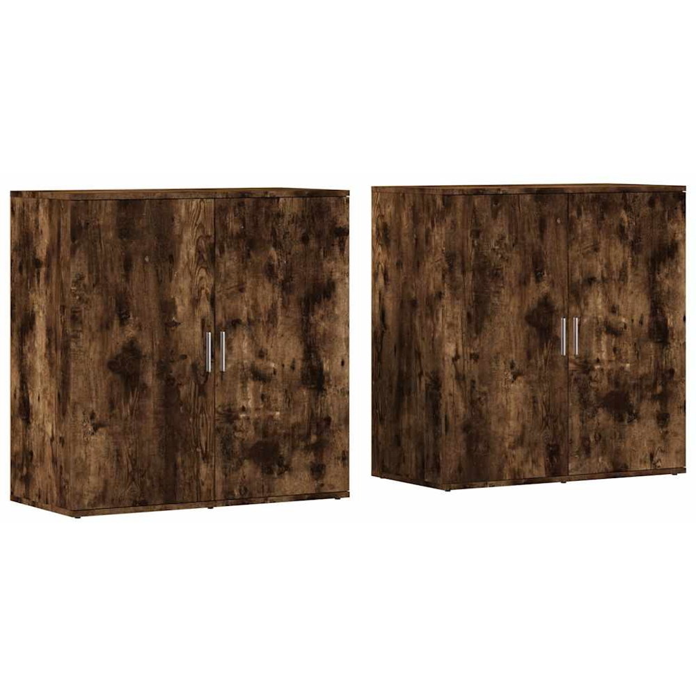 vidaXL 4 Door Smoked Oak Sideboard Set of 2 Image 2