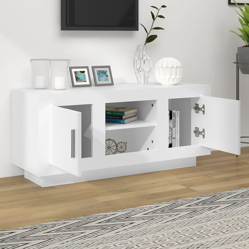 vidaXL 2 Door 2 Shelf White TV Cabinet Image 1