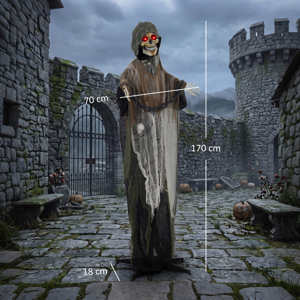 HOMCOM Light Up Animated Chained Grim Reaper Halloween Decoration 5.5ft Image 9