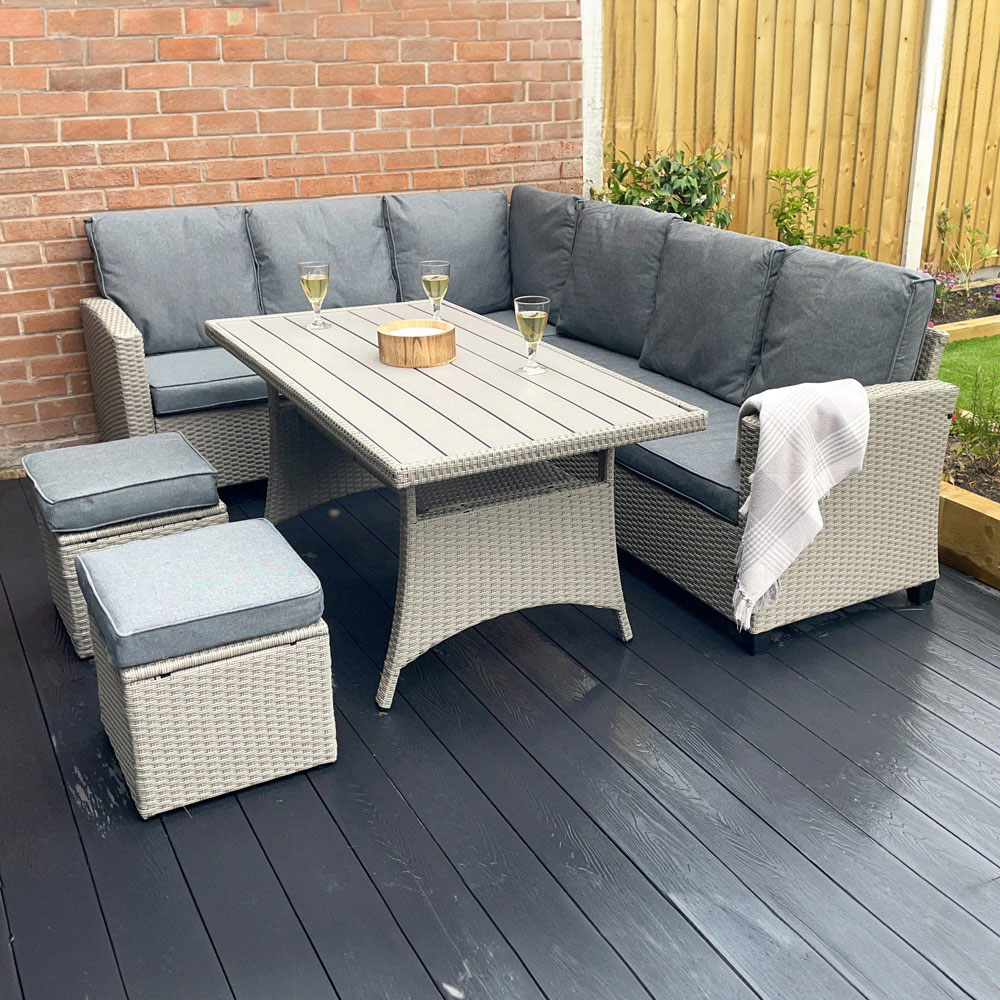 Outdoor Living York Rattan 8 Seater Garden Dining Set Grey Image 1