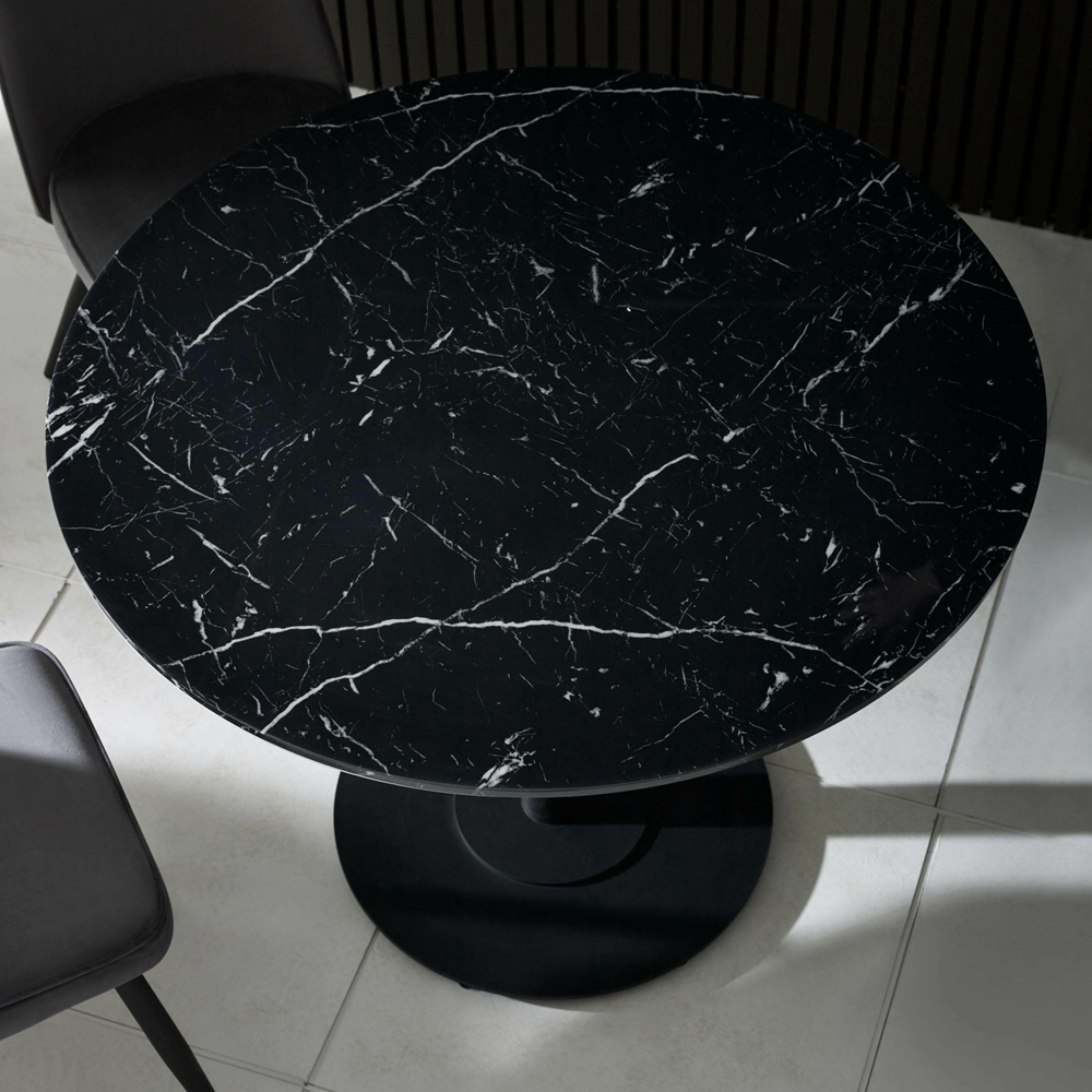 Julian Bowen Luca 2 Seater Marble-Effect Round Dining Table Black Image 6