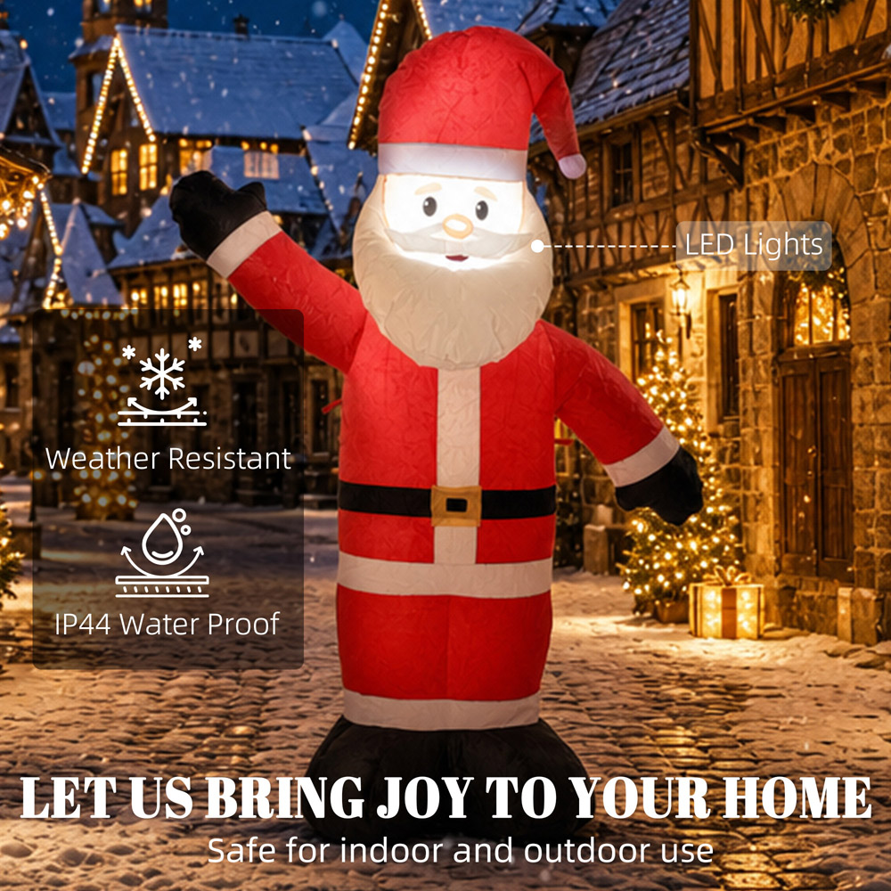 Outsunny Built-In LED Velvet Look Santa Claus Inflatable Outdoor Christmas Decoration 5ft Image 5