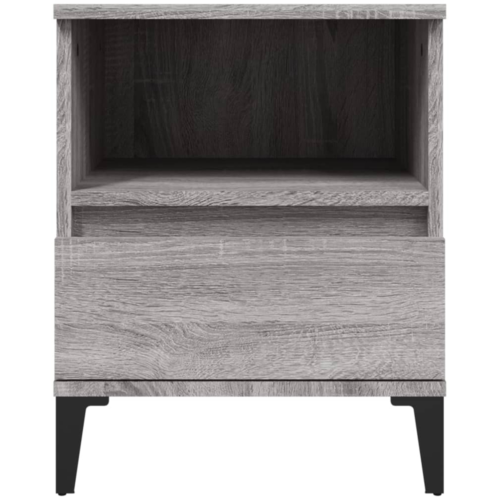 vidaXL Single Drawer Single Shelf Grey Sonoma Wooden Bedside Cabinet Image 6