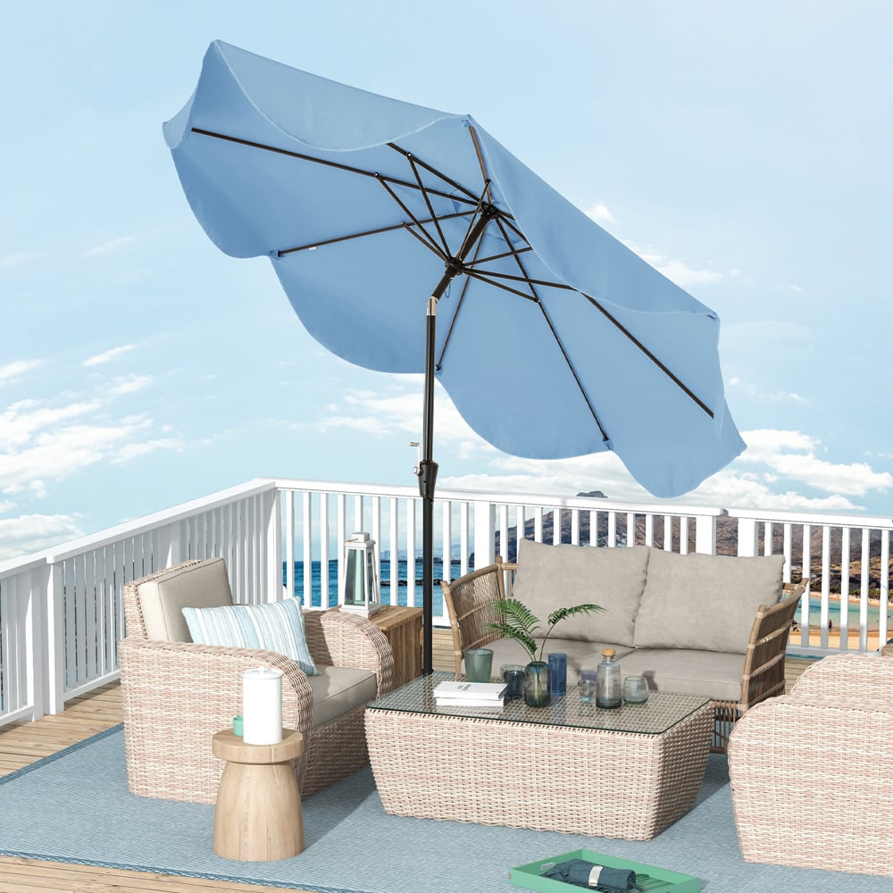 Costway Navy Patio Umbrella with Crank Handle and Push Button Tilt 2.7m Image 3