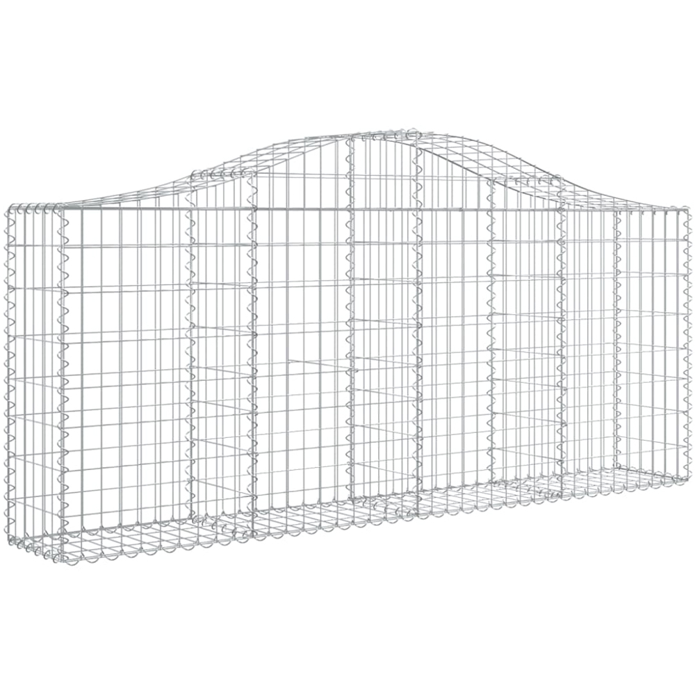 vidaXL Silver Galvanised Iron Arched Gabion Basket 200 x 30 x 80/100cm 18 Pack Image 1