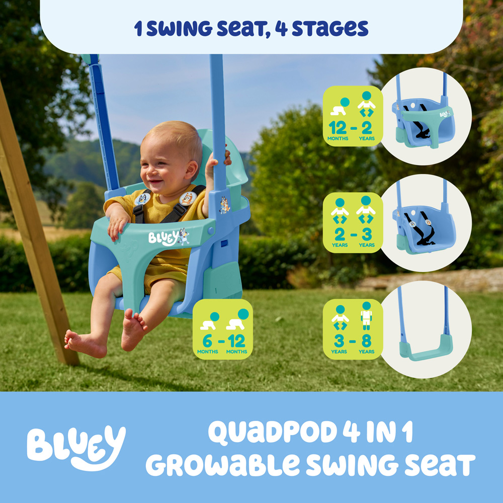 TP Kids Bluey Metal Double Swing Set with Quadpod Seat Image 8