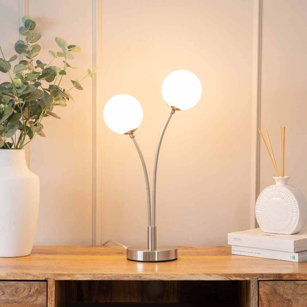 ValueLights Velika 2 Way Opaque Globe Chrome LED Table Lamp Image 2