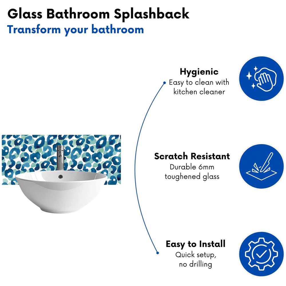 Warren Reed Designer Watercolour Leopard Print Glass Bathroom Splashback 25 x 60cm Image 4