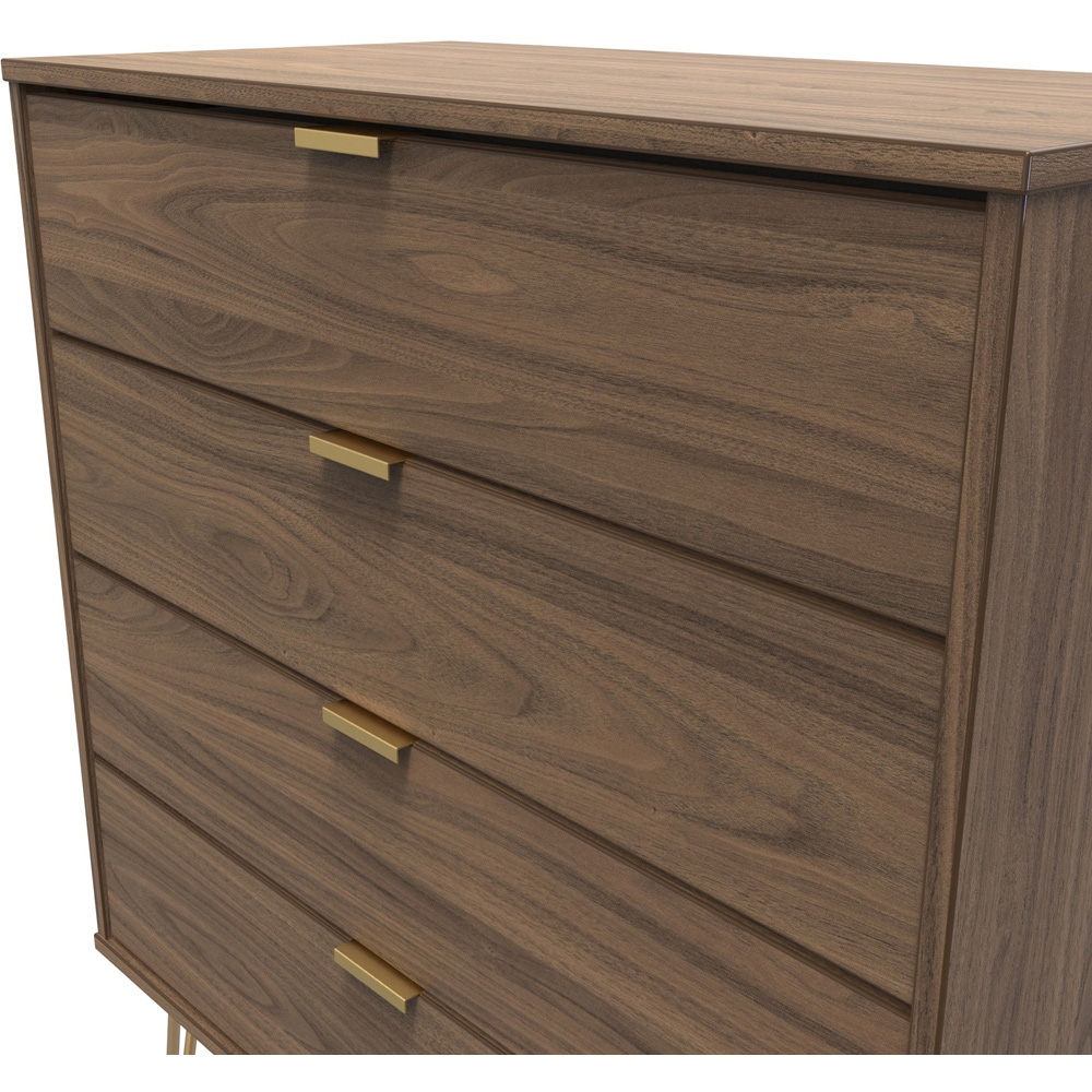Crowndale Hong Kong 4 Drawer Carini Walnut Chest of Drawers Ready Assembled Image 5