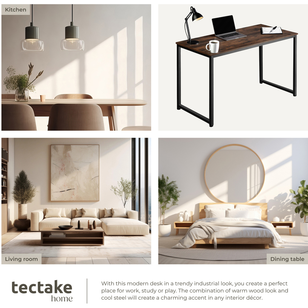 tectake Flint Dark Wood Office Desk 140 x 59 x 76.5cm Image 5