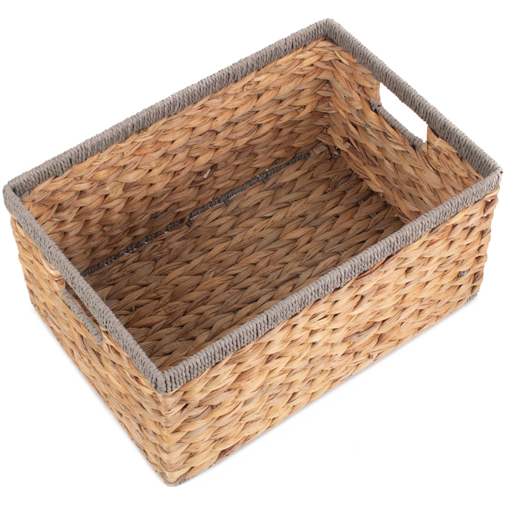 Red Hamper Medium Rectangular Grey Border Water Hyacinth Storage Basket Image 3