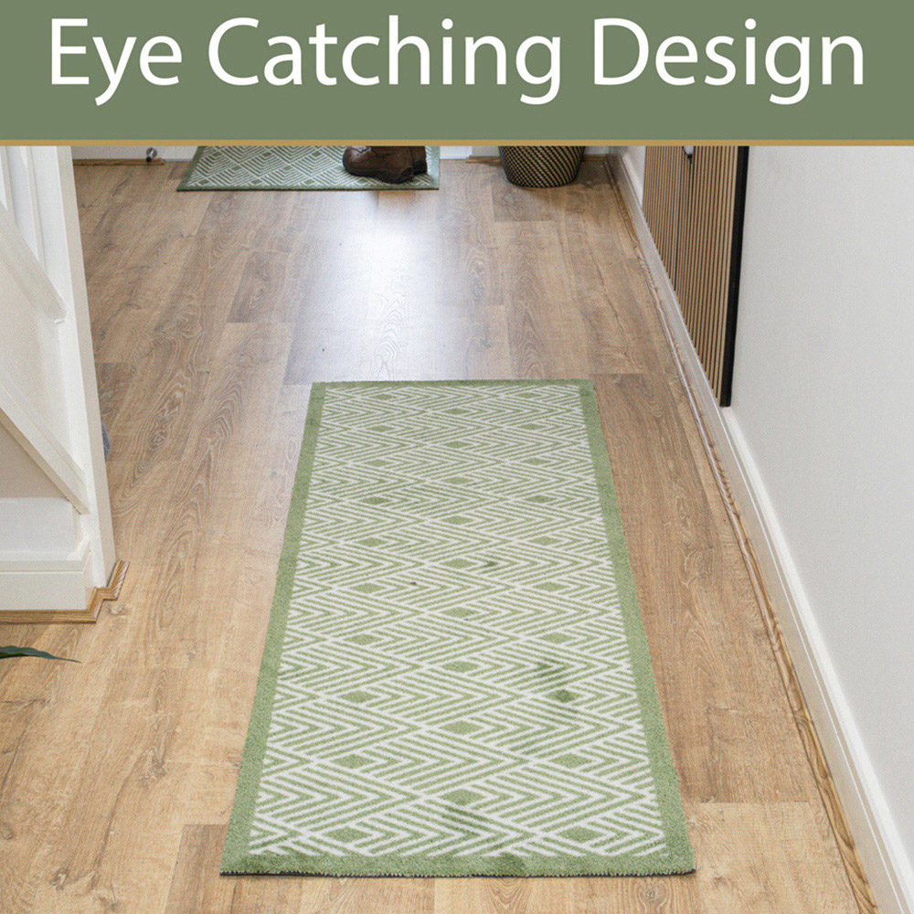 JVL Mega Green Geo Latex Backed Door Runner 57 x 150cm Image 6