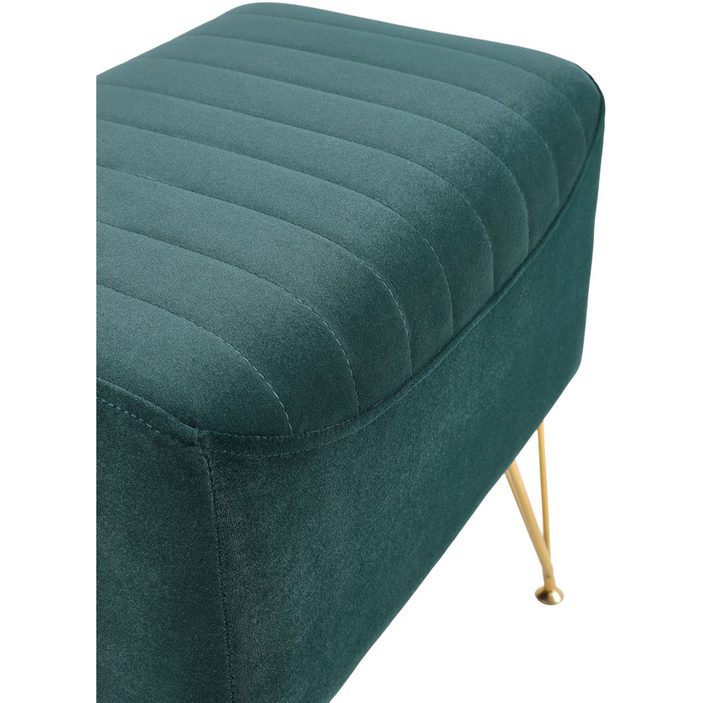 Living and Home Green Rectangle Soft Channel Velvet Stool with Gold Legs Image 5