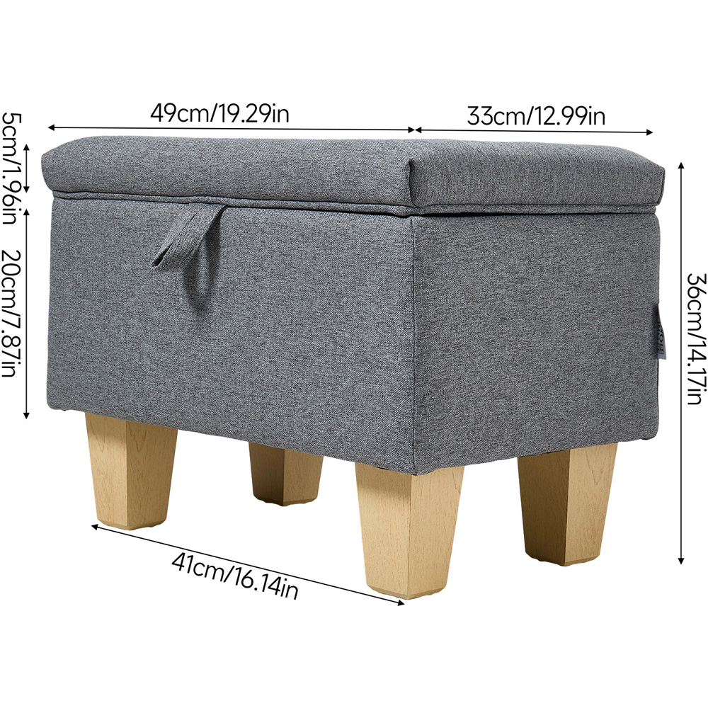 Living and Home Dark Grey Linen Storage Ottoman with Lift-Up Lid Image 9
