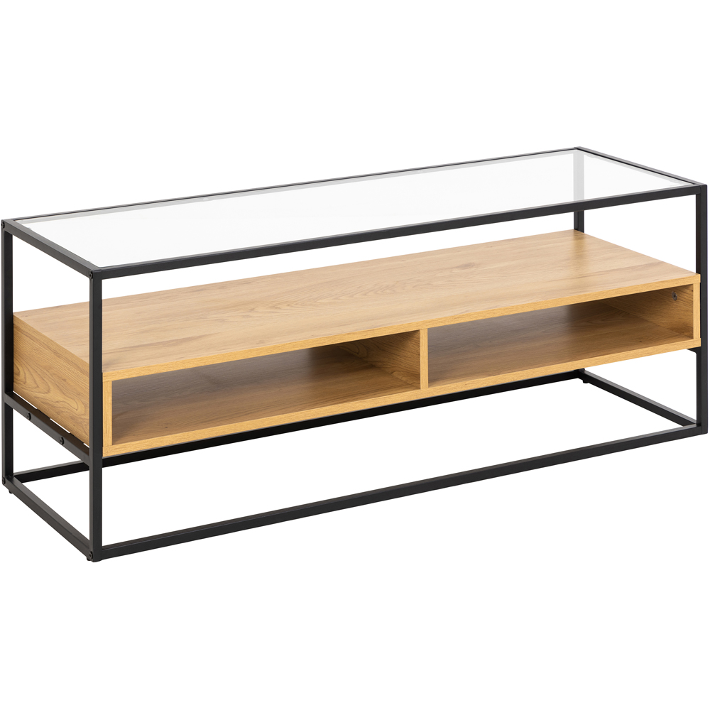 Florence Randolf 3 Shelf Black and Oak TV Unit Image 2