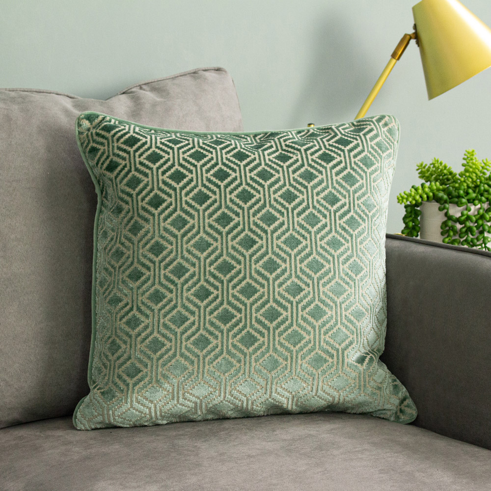 Paoletti Avenue Mint Velvet Jacquard Cushion Image 2