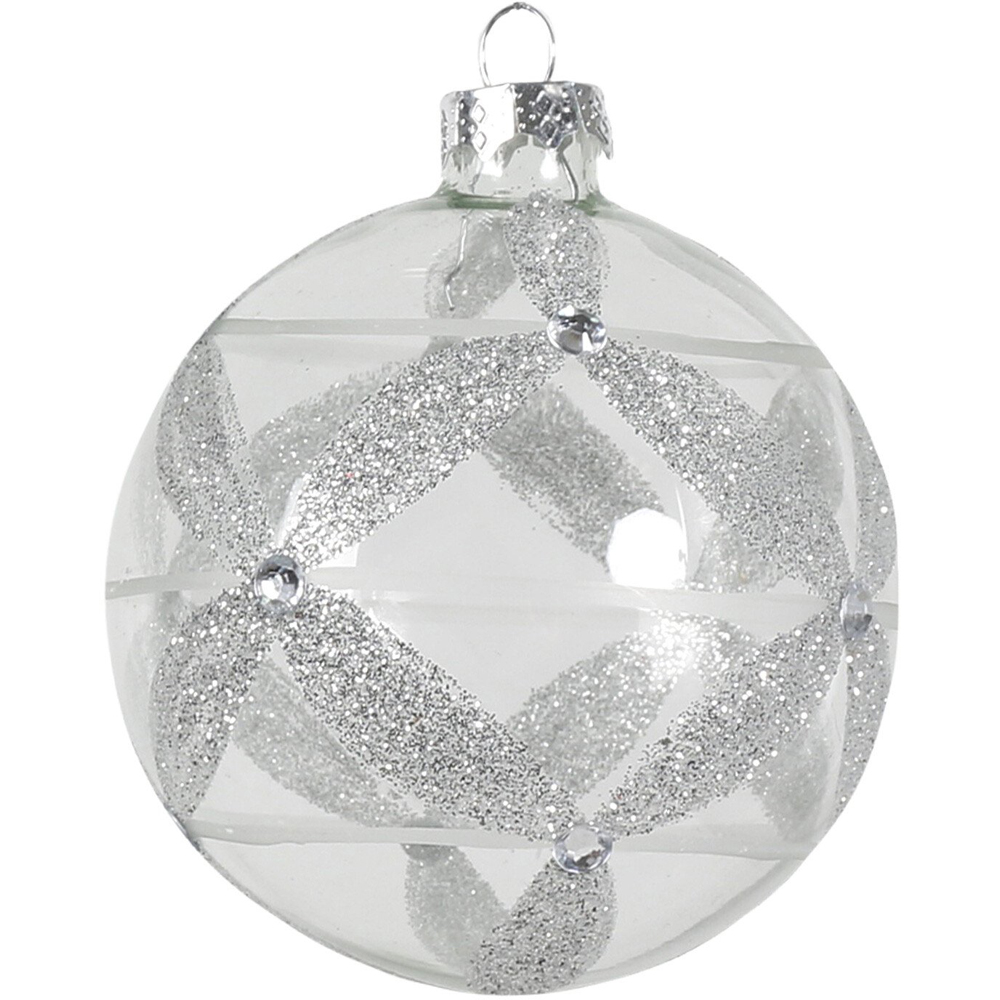 Single Frosted Fairytale Clear Glitter Detail Bauble in Assorted styles Image 3