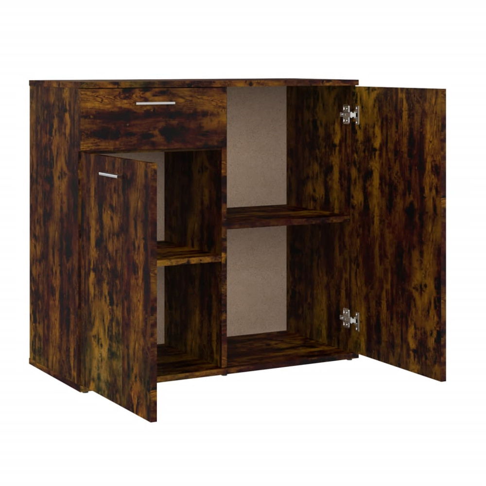 vidaXL 2 Door Single Drawer Smoked Oak Sideboard Image 5