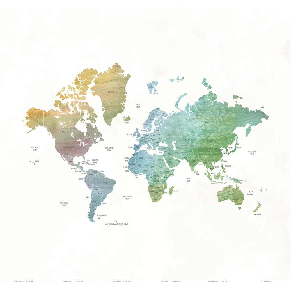Arthouse World Map Multicolour Wall Mural Image 2