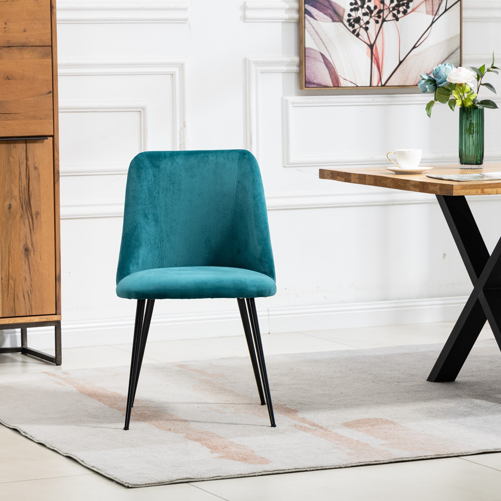 Artemis Home Morandi Set of 2 Teal Velvet Dining Chair Image 2