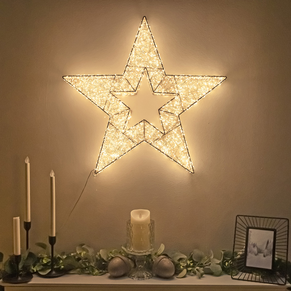 The Christmas Centre 6000 Warm White LED Micro Lights Pre-Lit Gold Light-Up Star 57cm Image 8