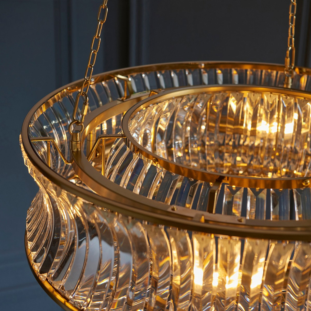 Merano Vittoria Warm Brass Plate Clear Glass Pendant Ceiling Light Image 7