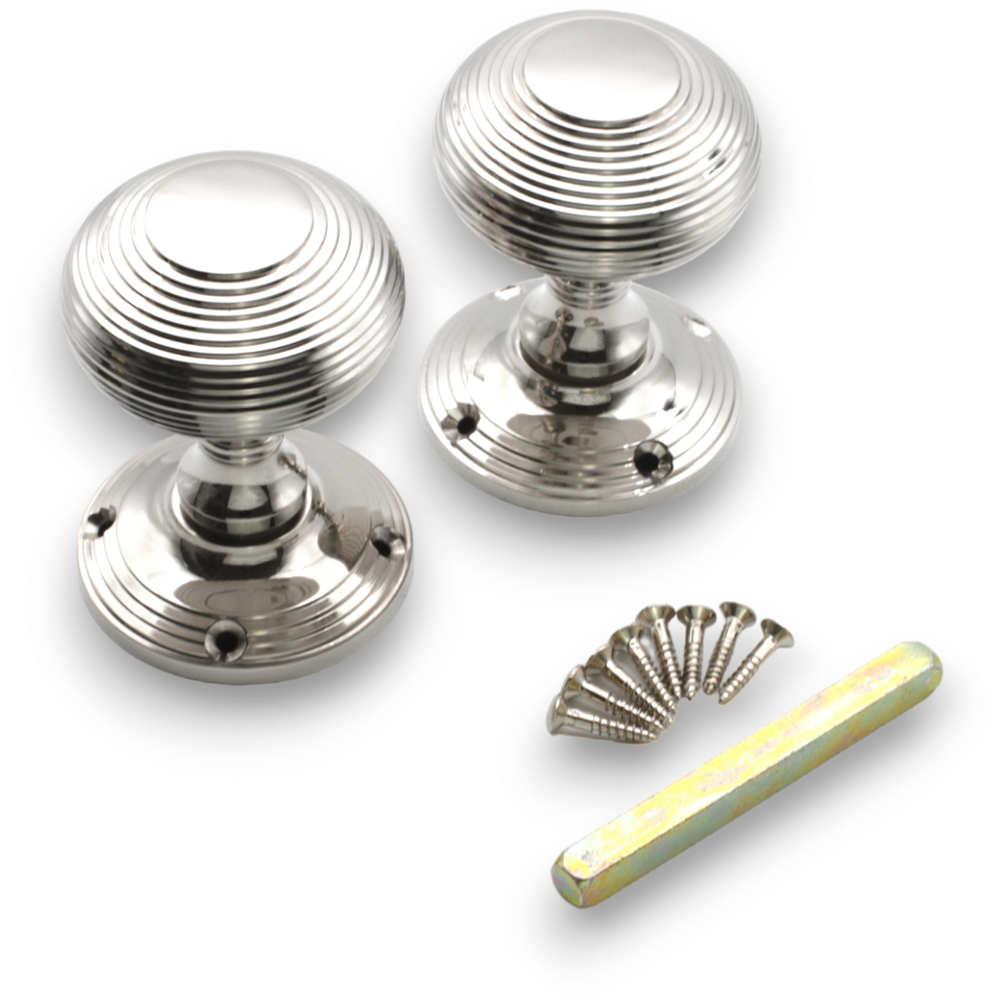 Spira Brass Polished Nickel Beehive Door Knob 2 Pack Image 4