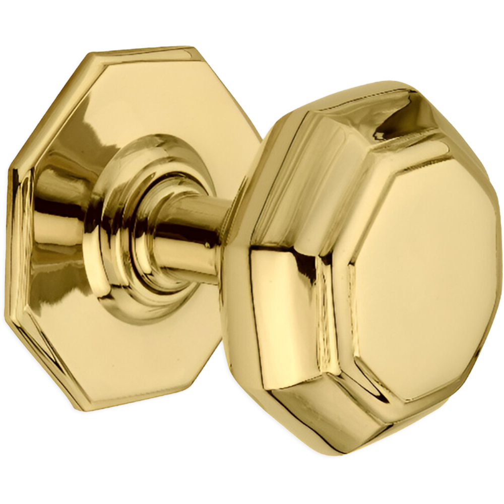 Spira Brass Polished Brass Octagonal Centre Door Knob Image 1
