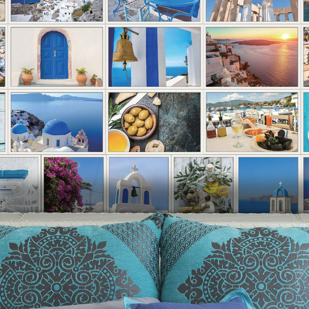 Walplus Blue Vintage Inspired Artistic Collage Print Wall Mural 180 x 120cm Image 3