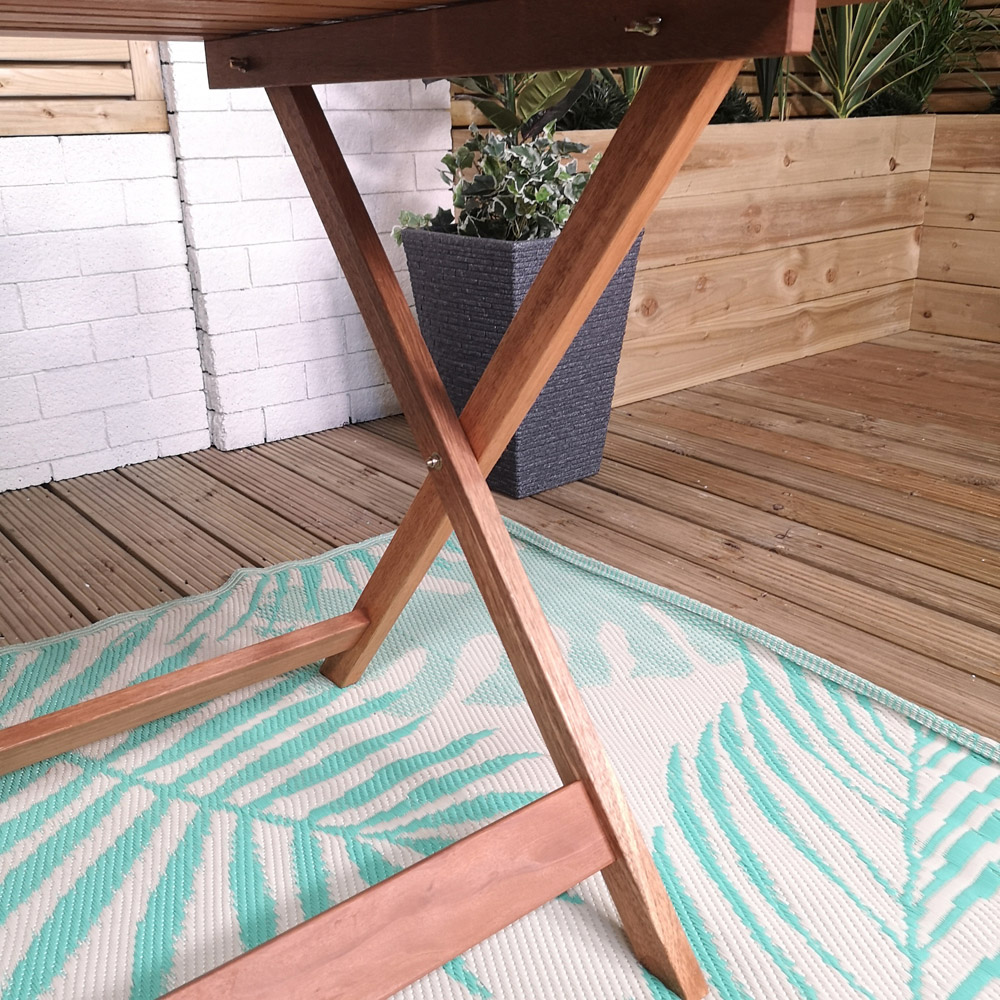 Samuel Alexander Wooden 4 Seater Folding Rectangular Garden Dining Set with Green Parasol Image 4