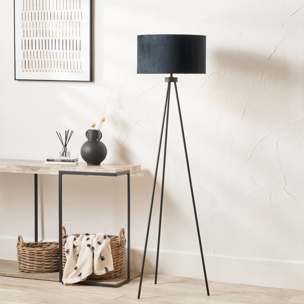 Pacific Lifestyle Houston Matt Black Metal Tripod Floor Lamp Image 2