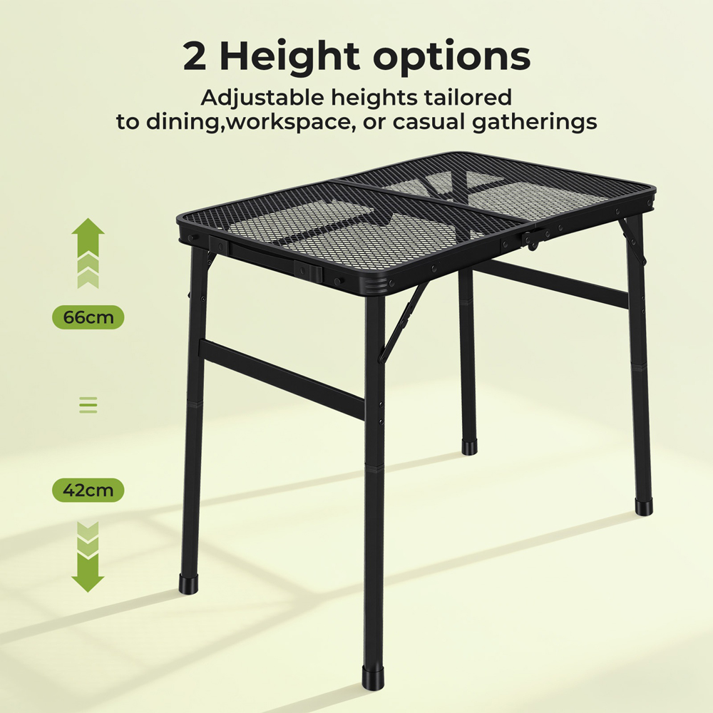 Levede Black Aluminium Adjustable Height Foldable Camping Table 90cm Image 6