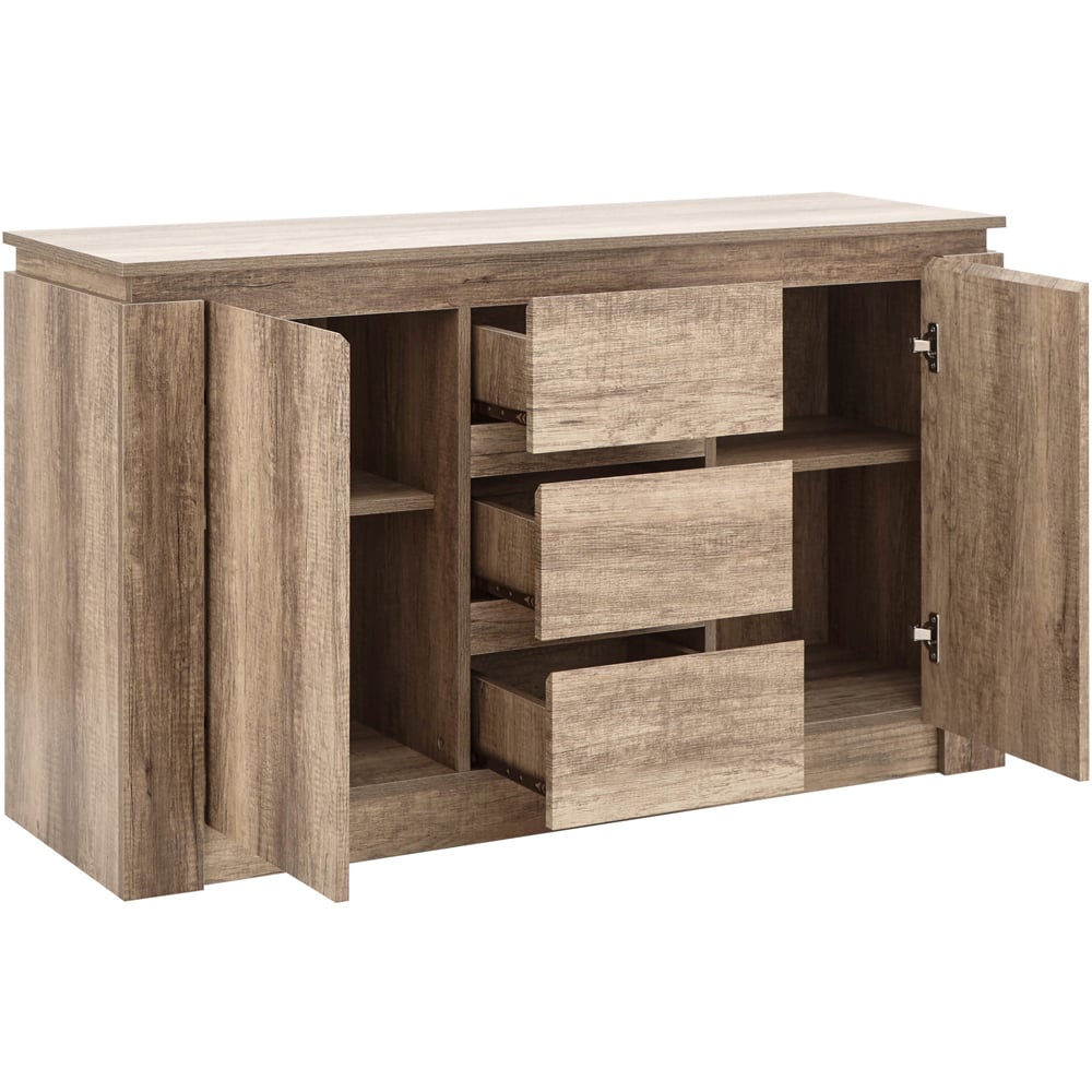 GFW Canyon 2 Door 3 Drawer Oak Grey Sideboard Image 5