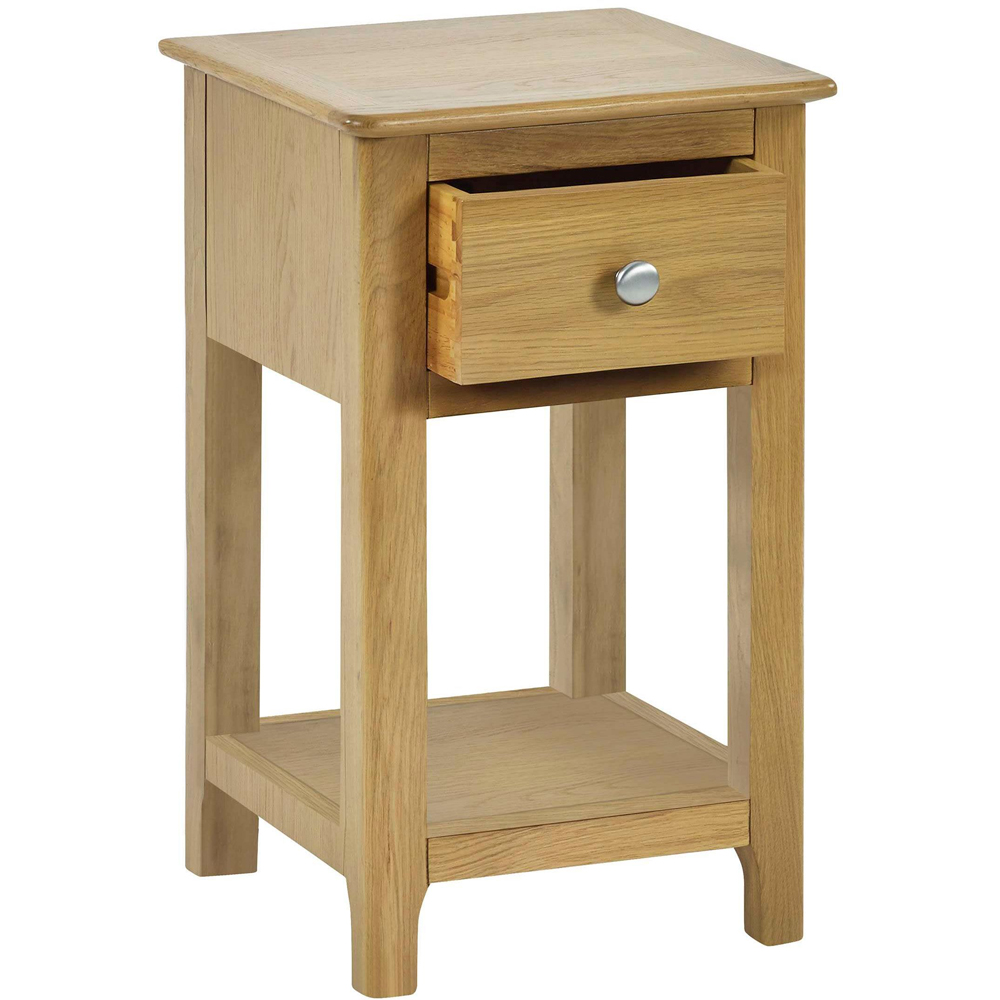 Julian Bowen Somerset Single Drawer Single Shelf Oak Compact Bedside Table Image 3