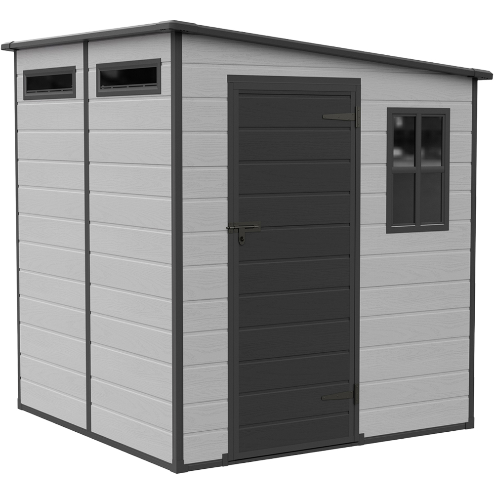 Living and Home 6 x 6ft Plastic Pent Garden Storage Shed with Window Image 2