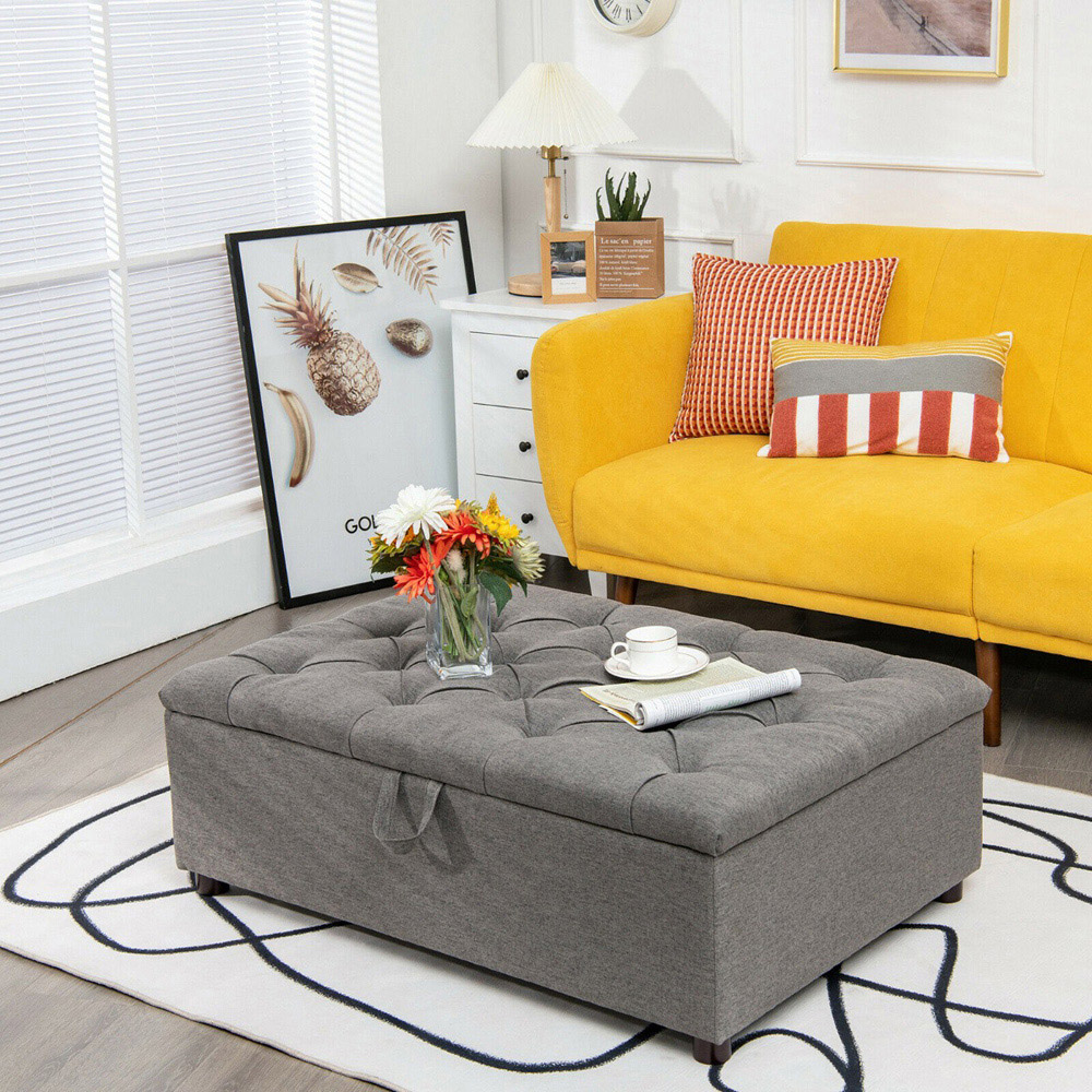 Costway Single Sleeper Grey Convertible Sofa Bed with Mattress Image 3